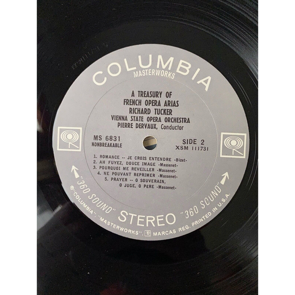 Treasury French Opera Arias Richard Tucker LP Columbia MS 6831 Dervaux Vinyl EX - Picture 7 of 7